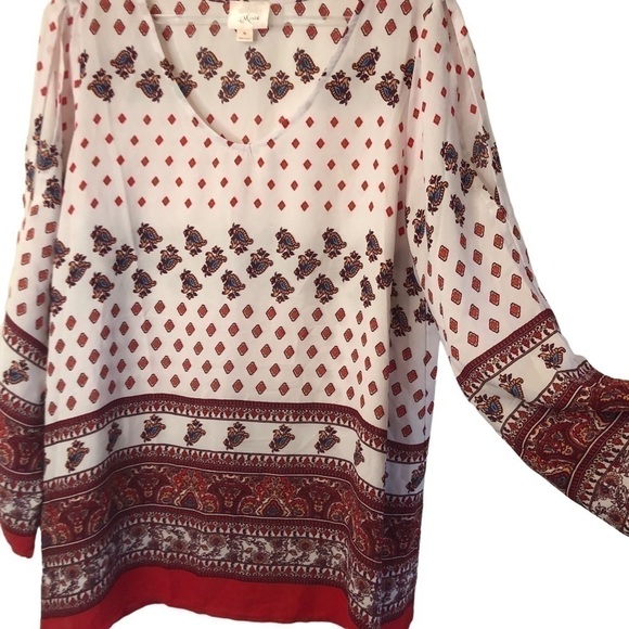 Misia Printed Long Sleeve Vneck Tunic Medium - Picture 2 of 4